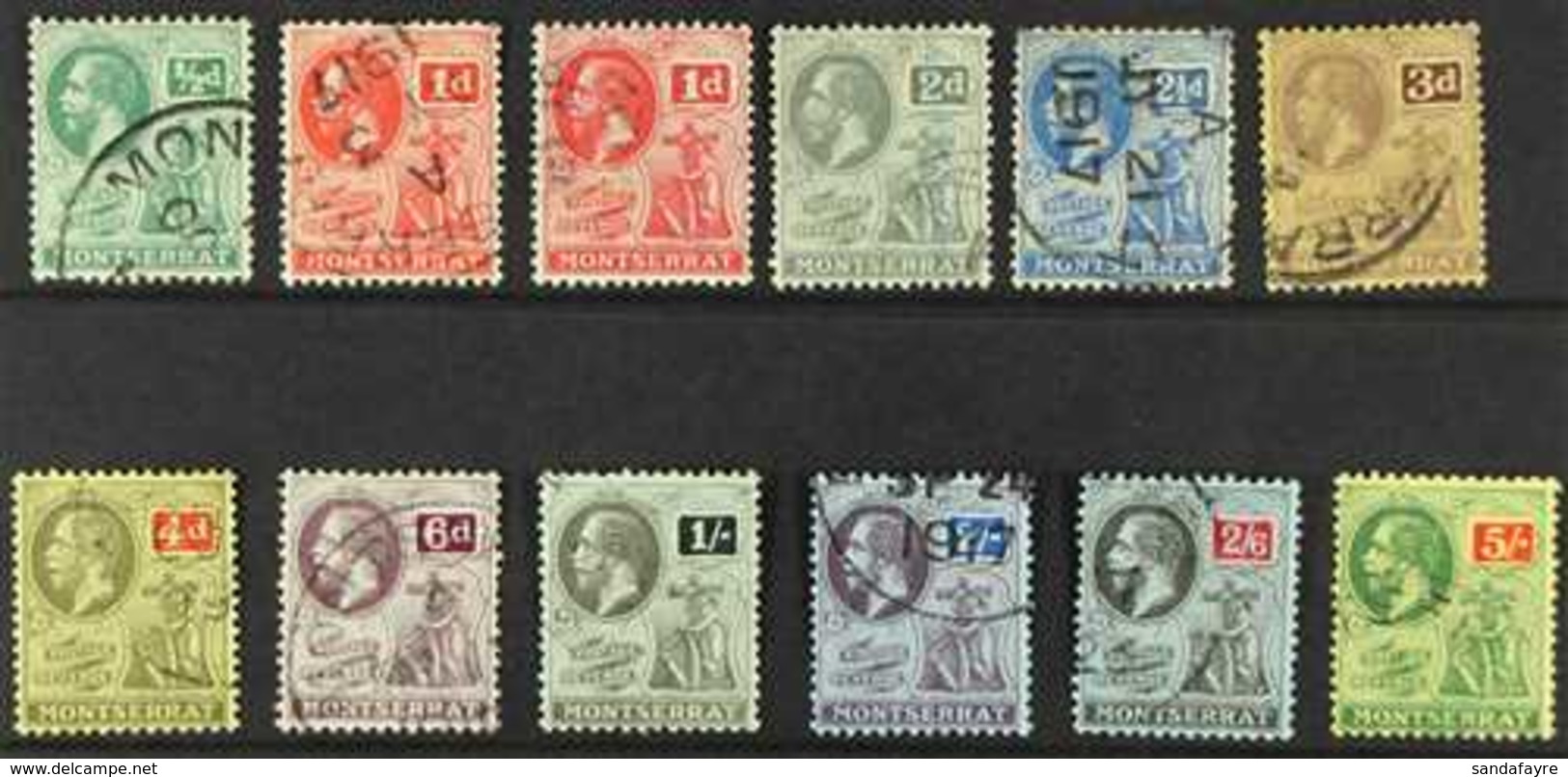 1916-22 Complete Set, SG 49/89, Plus 1d Carmine-red, Superb Cds Used. (12 Stamps) For More Images, Please Visit Http://w - Montserrat