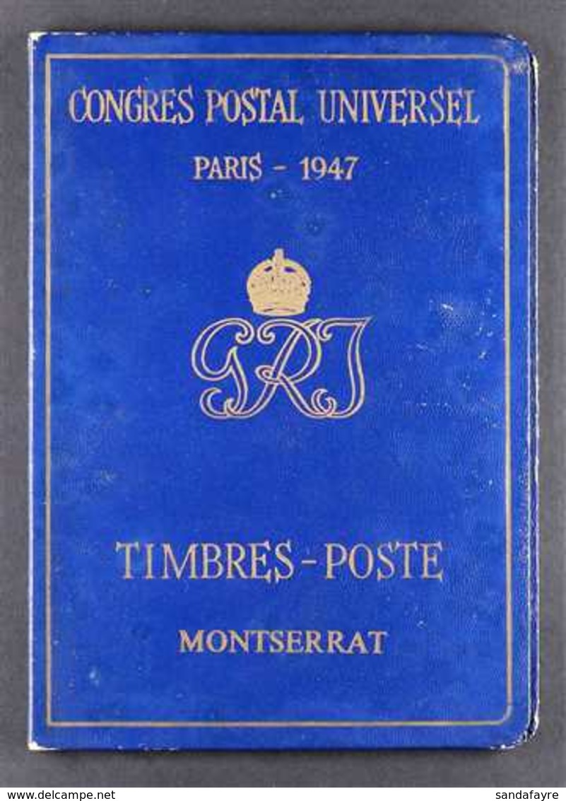 1947 "Congress Postal Universel" Paris Delegates Presentation Folder In Blue With Gold Tooling, Bearing The 1938-48 Set  - Montserrat