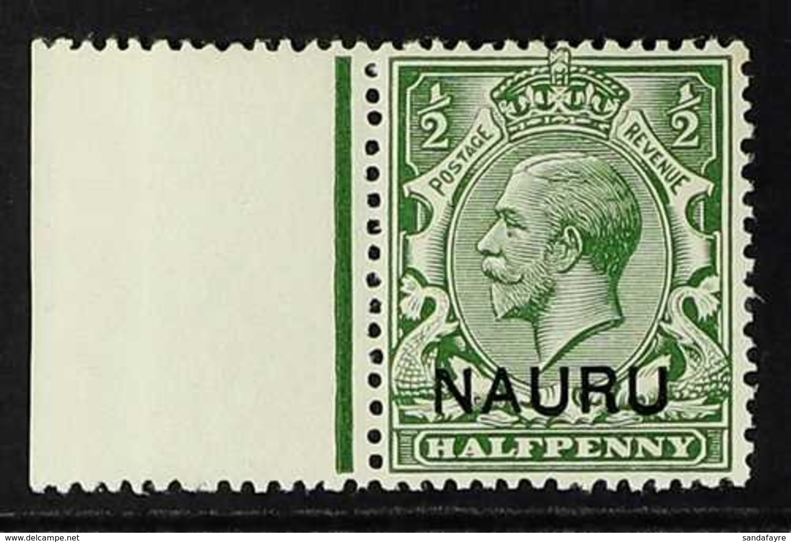 1916 ½d Yellow Green, Variety "double Ovpt, One Albino", SG 1b, Superb Marginal Mint Never Hinged. For More Images, Plea - Nauru