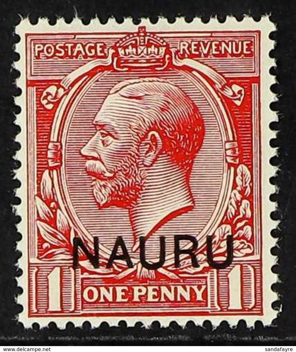 1916 1d Carmine Red, Variety "double Ovpt, One Albino", SG 2cb, Superb Never Hinged Mint. For More Images, Please Visit  - Nauru