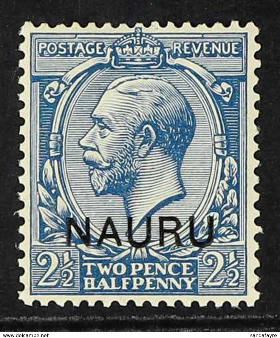 1916 2½d Blue, Variety "double Ovpt, One Albino", SG 6b, Superb Never Hinged Mint. For More Images, Please Visit Http:// - Nauru