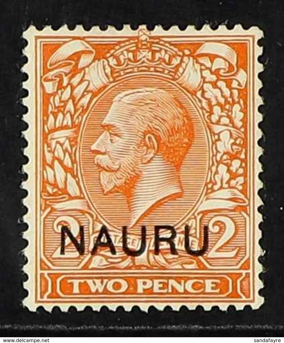 1916 2d Orange, Variety "double Ovpt, One Albino", SG 4b, Very Fine Mint Part Og. For More Images, Please Visit Http://w - Nauru