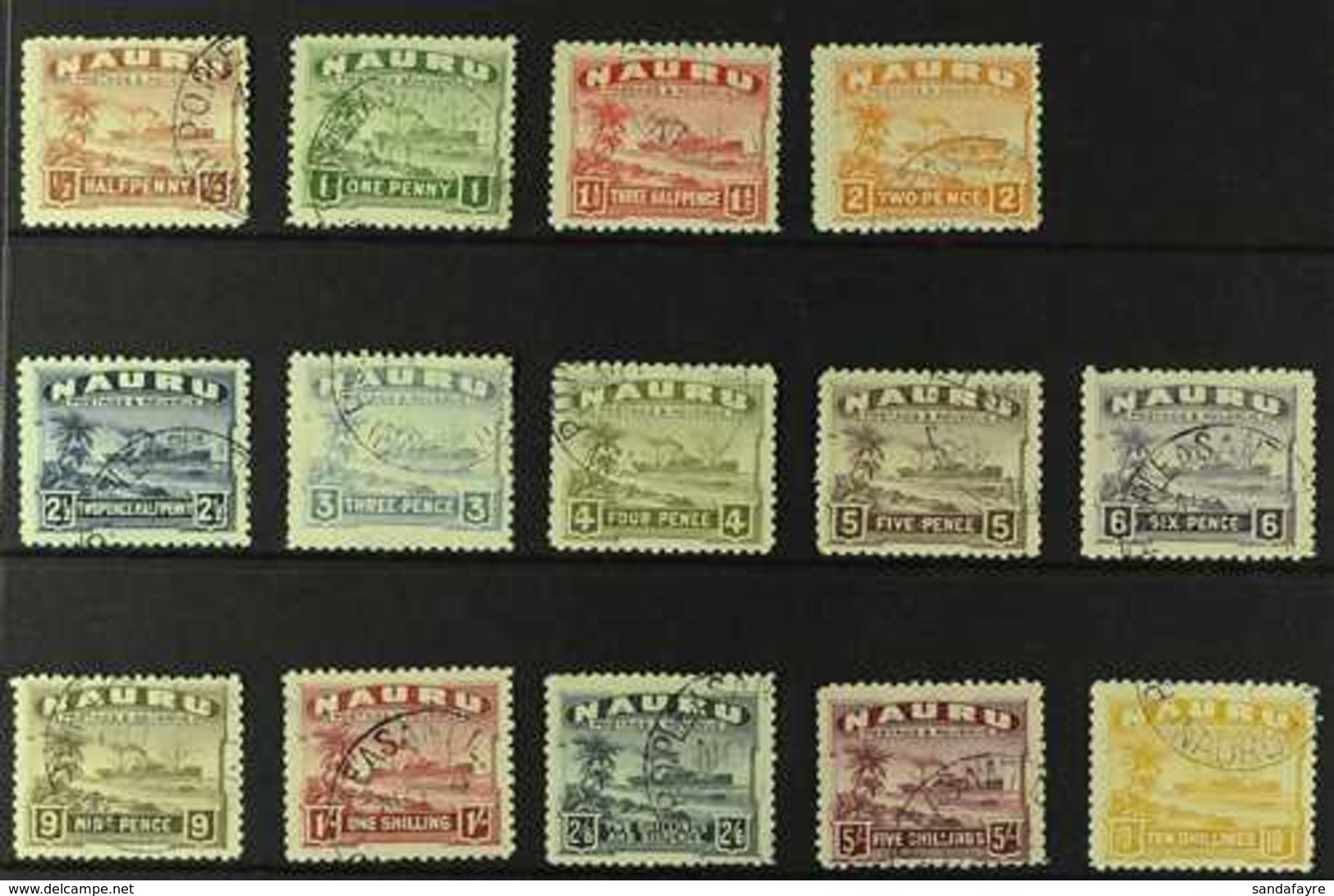 1924 - 48 Freighter Set Complete On Shiny Surfaced White Paper, SG 26B/39B, Very Fine Used. Scarce Set. (14 Stamps) For  - Nauru