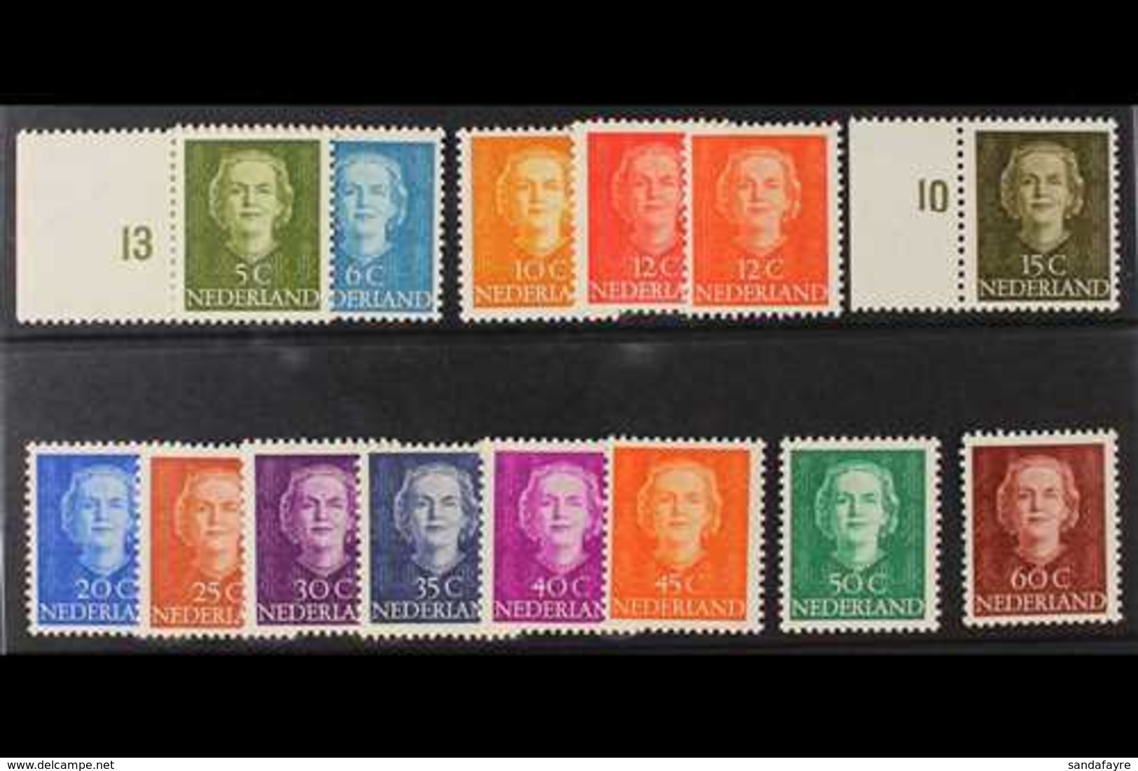 1949 5c To 60c Juliana Definitives (incl Both 12c Shades), SG 684/694 Plus 696/697, Fine Mint. (14 Stamps) For More Imag - Other & Unclassified