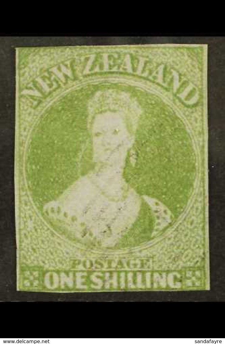 1855-58 1s Green On Blue Paper, No Watermark, Imperf, SG 6, Used With Two Margins, Close To Touching On The Other Two, T - Other & Unclassified