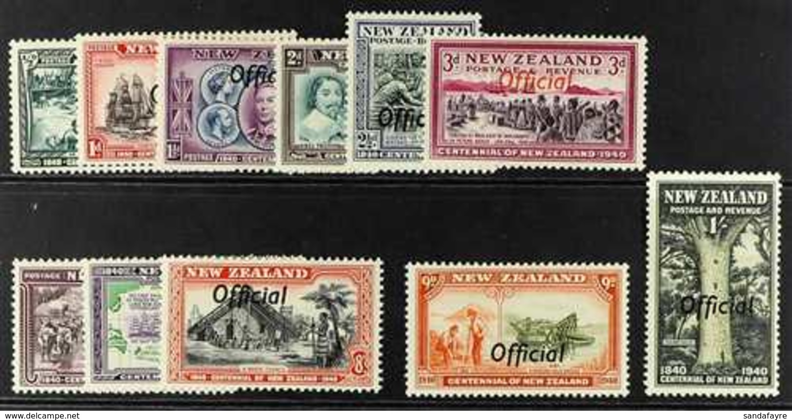 OFFICIAL 1940 Centennial Complete Set Overprinted "Official", SG O141/O151, Fine Mint. (11 Stamps) For More Images, Plea - Other & Unclassified