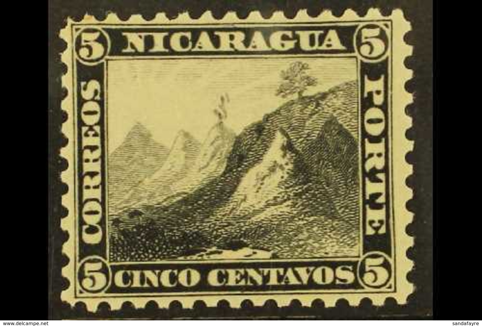 1862 5c Black, SG 2, Very Fine Lightly Hinged Mint. A Lovely Example. For More Images, Please Visit Http://www.sandafayr - Nicaragua