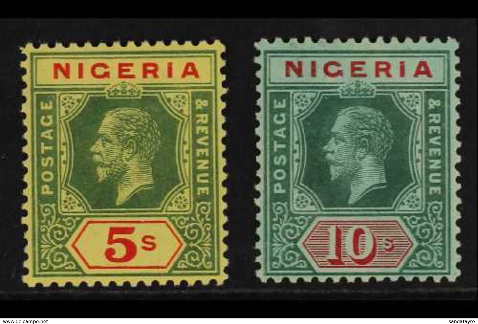 1914-29 5s Green & Red On Yellow And 10s Green & Red On Yellow Both With White Back, SG 10/11, Superb Mint, Very Fresh.  - Nigeria (...-1960)