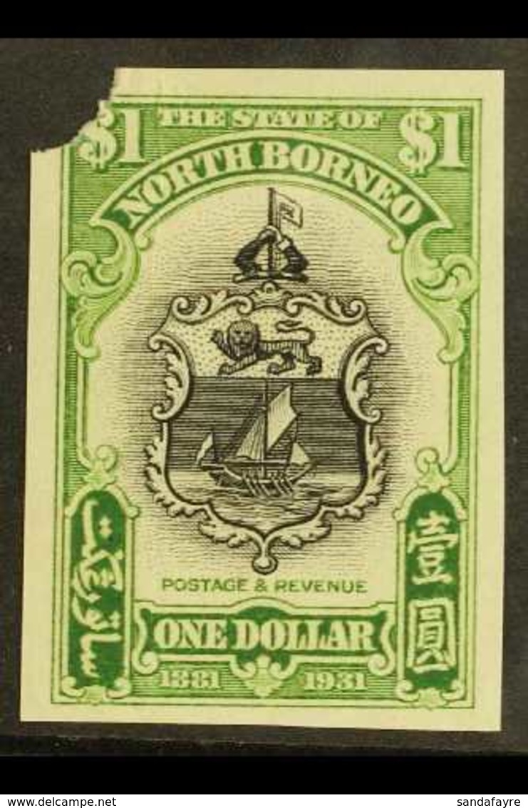 1931 $1 50th Anniv, As SG 300, Imperf Proof In Issued Colours On Ungummed Paper, Security Punched At Upper Left. For Mor - North Borneo (...-1963)