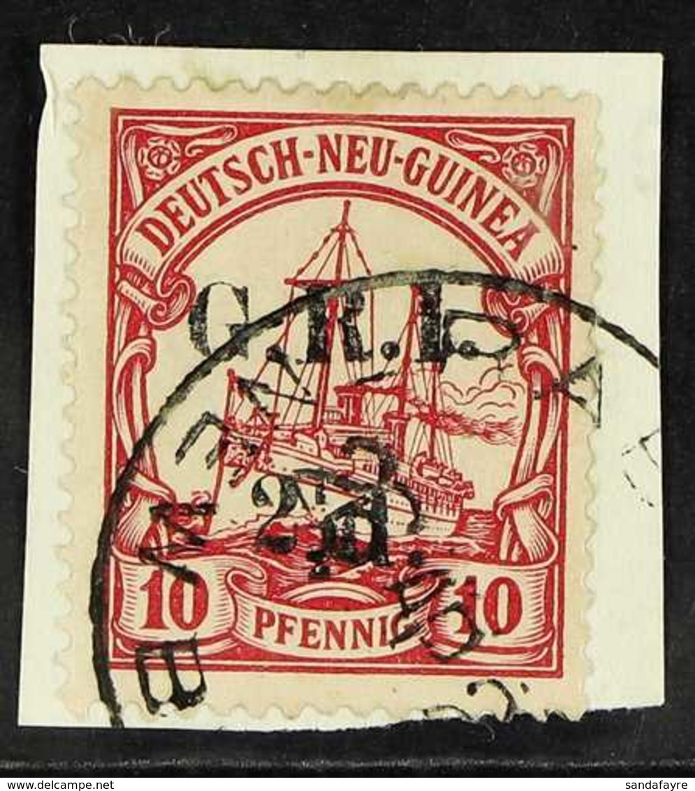 1914-15 2½d On 10pf Carmine G.N.G. With 4mm Surcharge Spacing, SG 5, Very Fine Used Tied To Piece. For More Images, Plea - Papua New Guinea