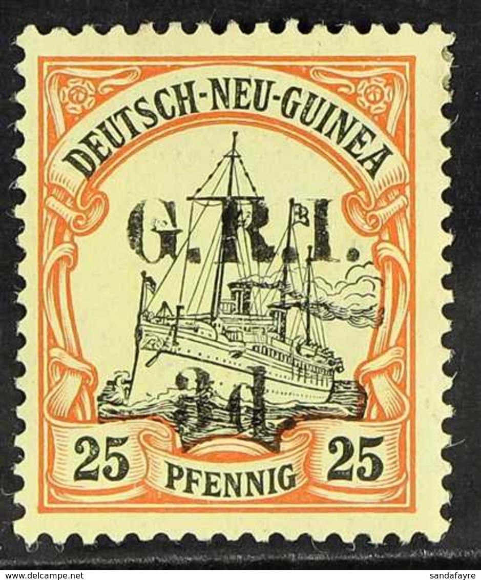 1914-15 3d On 25pf Black And Red / Yellow Germ. New Guinea With 5mm Surcharge Spacing, SG 22, Very Fine Mint. For More I - Papua New Guinea