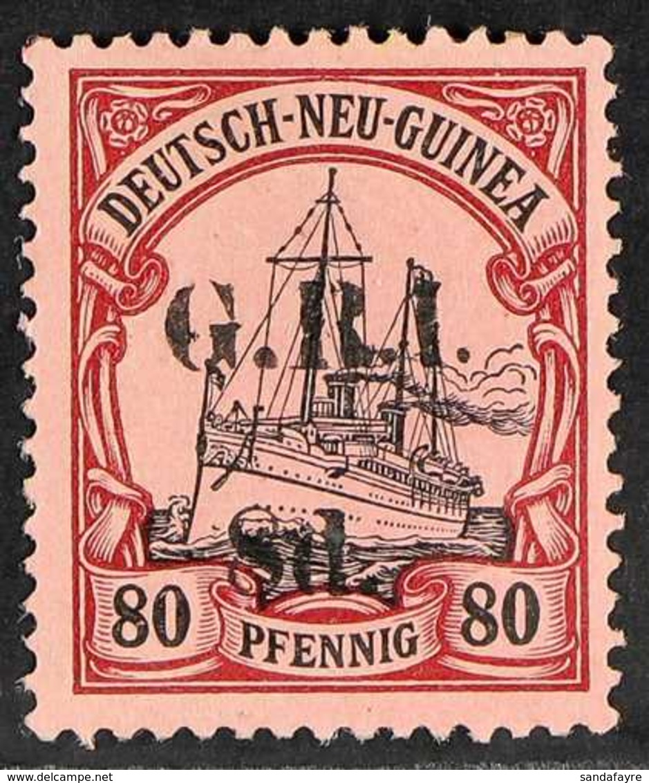 1914-15 8d On 80pf Black And Carmine / Rose German New Guinea With 5mm Surcharge Spacing, SG 26, Very Fine Mint For More - Papua New Guinea