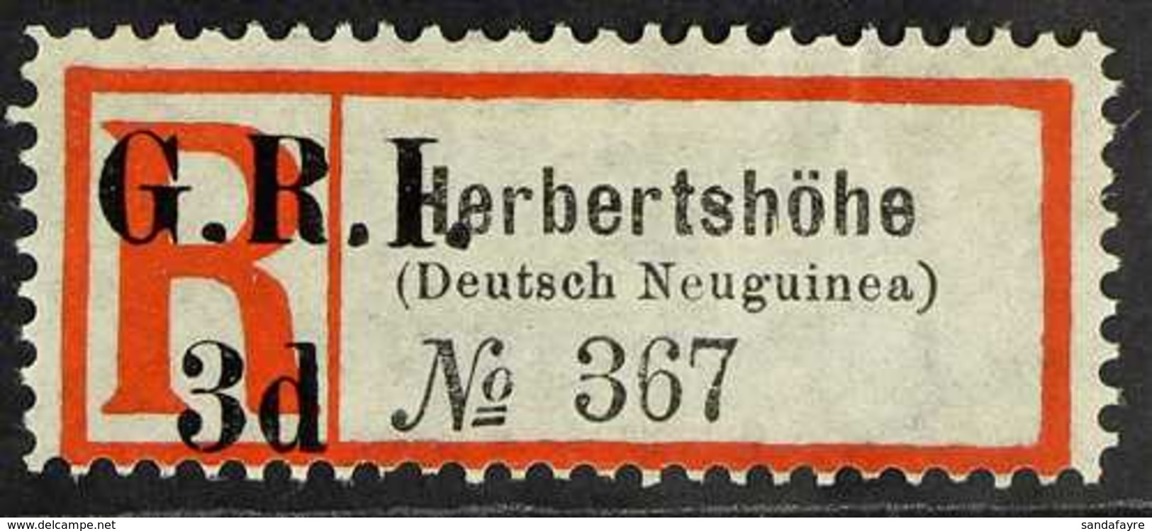 1915 3d On Herbertshohe Registration Label Provisional Issue With No Stop After "d", SG 36a, Very Fine Unused. For More  - Papua Nuova Guinea