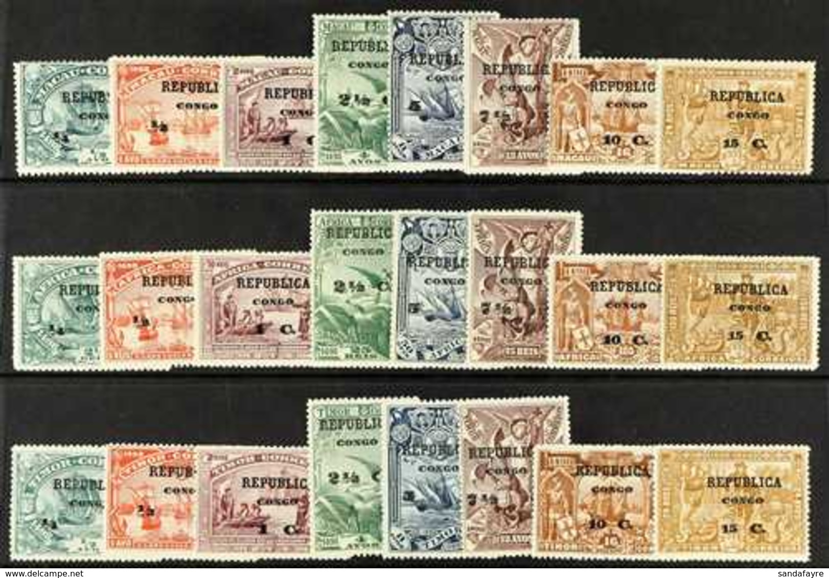 PORTUGUESE CONGO 1913 Overprints On Vasco Se Gama All Three Sets, SG 95/118, Never Hinged Mint, Fresh. (24 Stamps) For M - Other & Unclassified