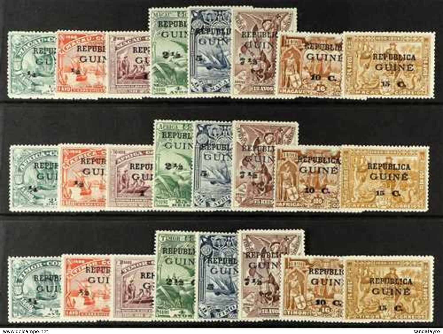 PORTUGUESE GUINEA 1913 Overprints On Vasco Se Gama All Three Sets, SG 138/61, Never Hinged Mint, Fresh. (24 Stamps) For  - Other & Unclassified