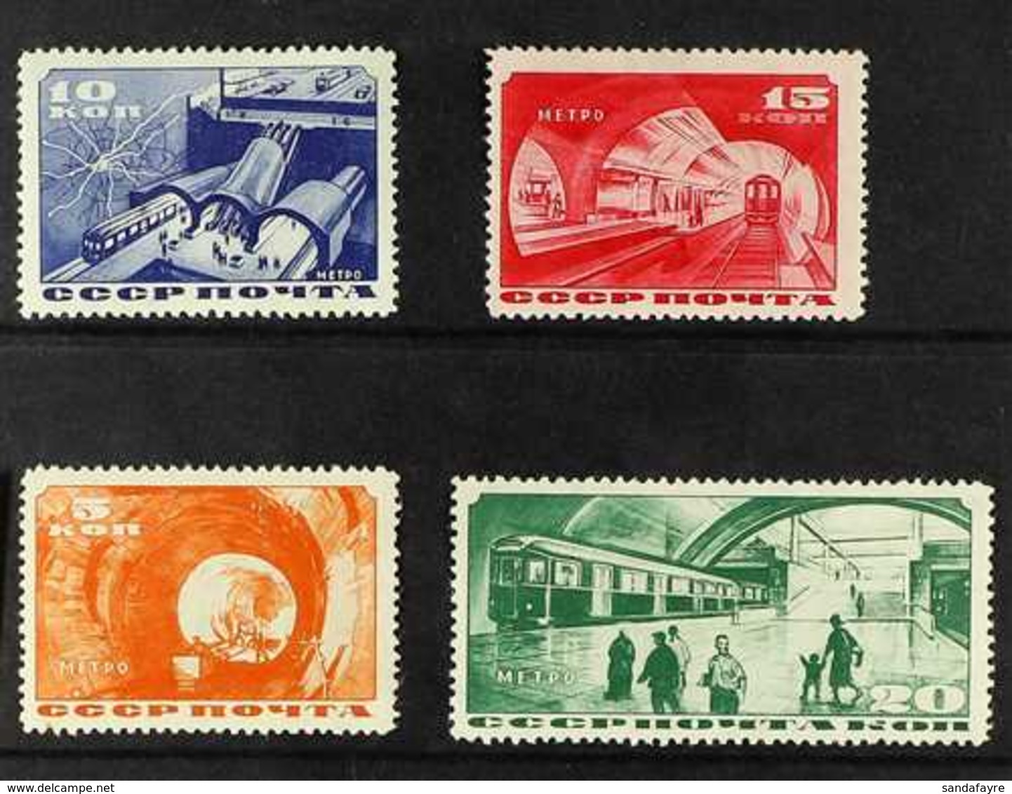 1935 Opening Of Moscow Underground Railway Complete Set (Michel 509/12, SG 688/91), Very Fine Mint, Both 5k & 20k With S - Other & Unclassified