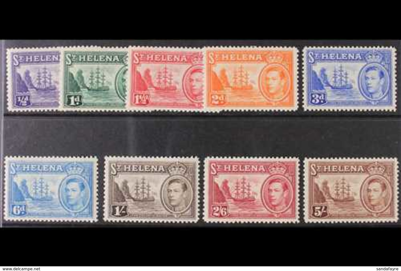 1938 KGVI Definitives Original Set To 5s (SG 131/39) Including The Scarce 3d Ultramarine, Never Hinged Mint. (9 Stamps)  - Saint Helena Island