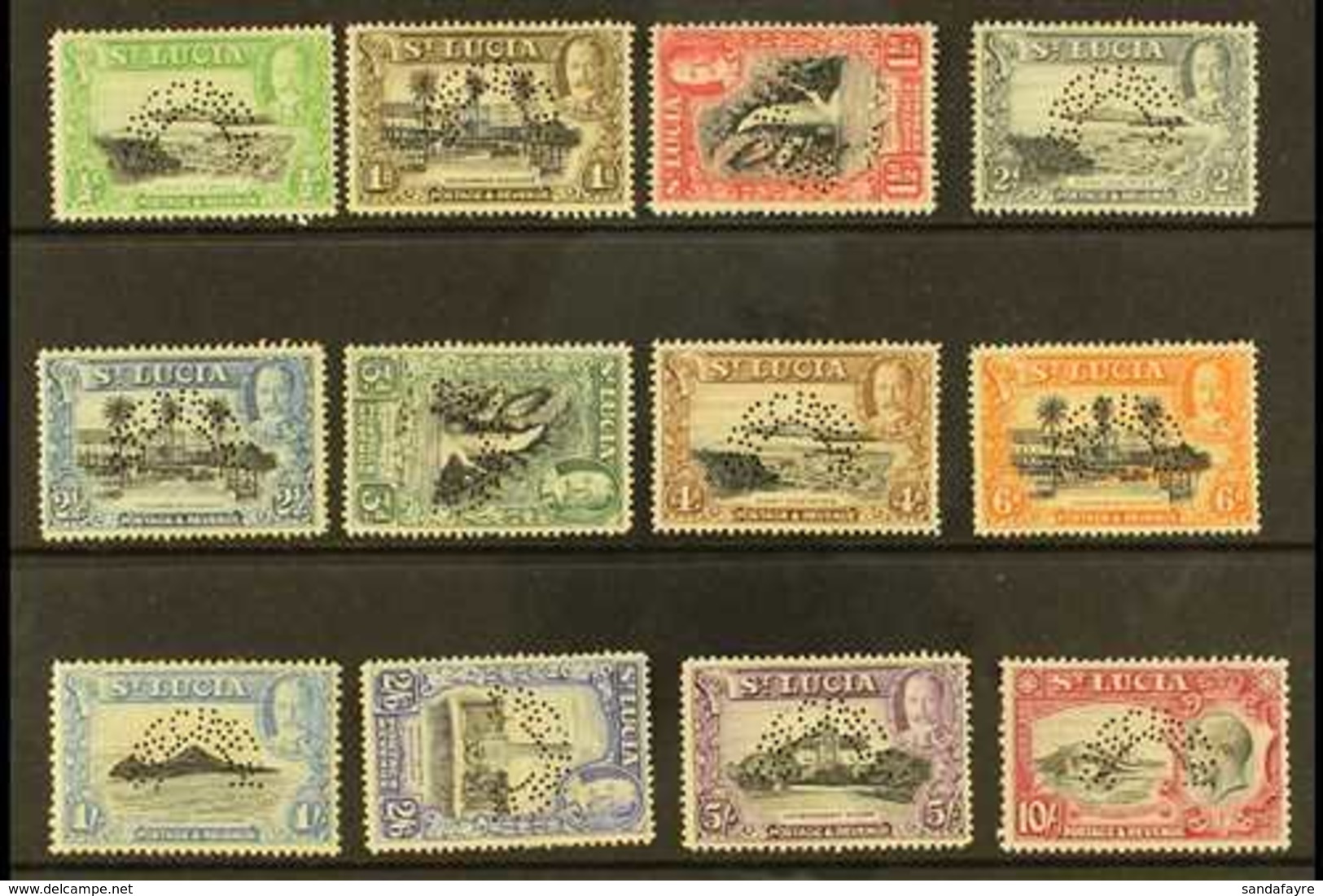 1936 Geo V Pictorial Set, Perforated "Specimen", SG 113s/24s, Fine And Fresh Mint, Large Part Og. (12 Stamps) For More I - St.Lucia (...-1978)