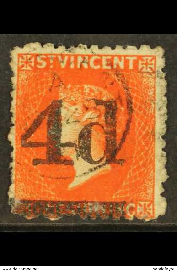 1881 4d On 1s Bright Vermilion, SG 35, Very Fine Used. Lovely Bright Stamp. For More Images, Please Visit Http://www.san - St.Vincent (...-1979)