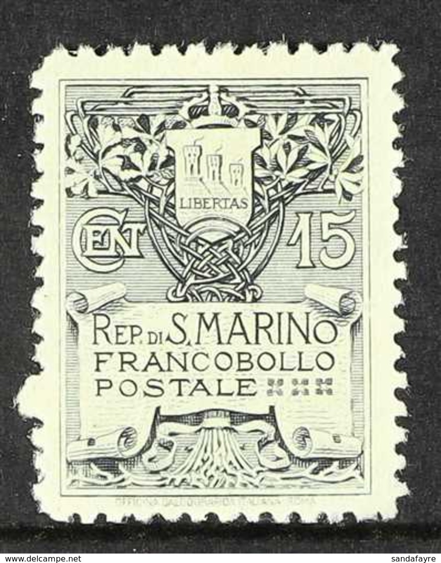 1907-10 15c Slate Coat Of Arms Type II (SG 54a, Sassone 50), Fine Mint, Fresh, Cat £425. For More Images, Please Visit H - Other & Unclassified