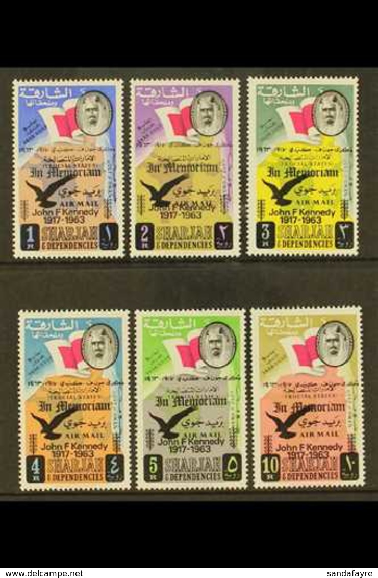 1964 President Kennedy Memorial (First Issue) Complete Air Overprinted Set, SG 45/50, Never Hinged Mint. (6 Stamps) For  - Sharjah