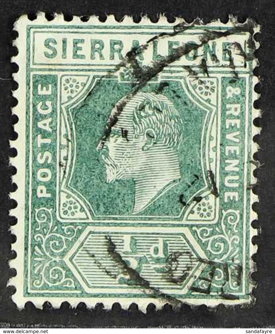 1907-12 ½d Green With DAMAGED FRAME AND CROWN, SG 99a, Fine Used. For More Images, Please Visit Http://www.sandafayre.co - Sierra Leone (...-1960)