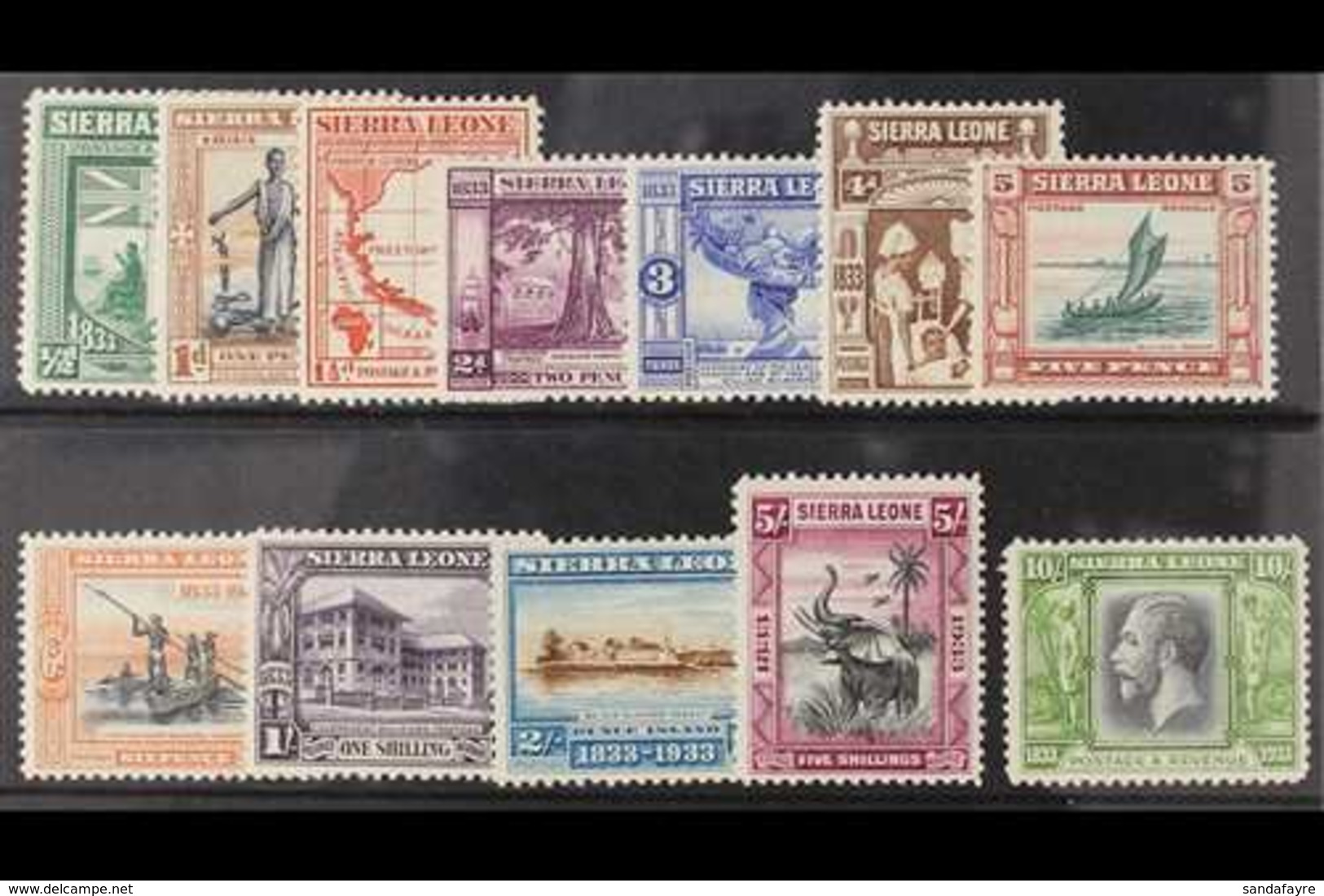 1933 Wilberforce Set Complete To 10s, SG 168/171, Very Fine And Fresh Mint. (12 Stamps) For More Images, Please Visit Ht - Sierra Leone (...-1960)