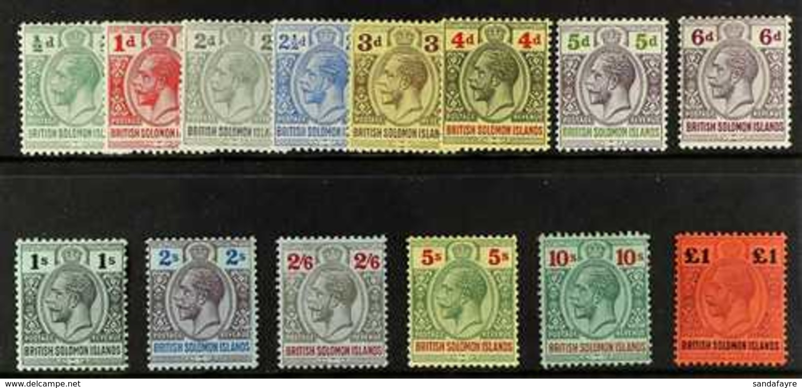 1914-23 KGV (watermark Mult Crown CA) Definitive Set, SG 22/38, Fine Mint. Fresh And Attractive! (14 Stamps) For More Im - British Solomon Islands (...-1978)