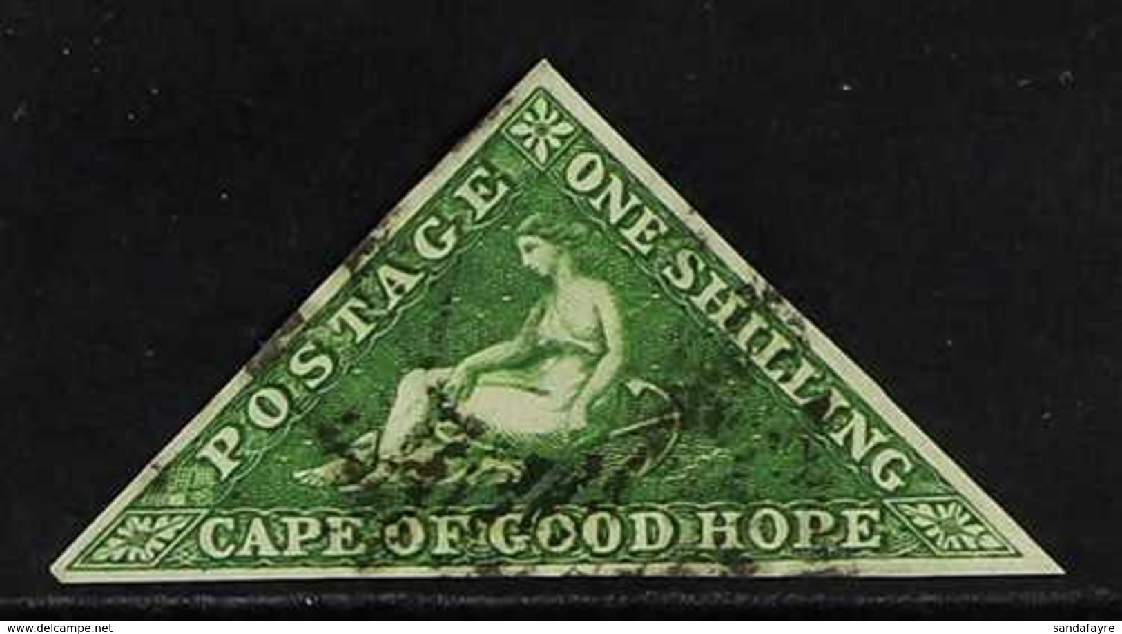 CAPE OF GOOD HOPE 1855-63 1s Bright Yellow- Green On White Paper Triangular, SG 8, Fine Used With 3 Clear Margins, An At - Unclassified