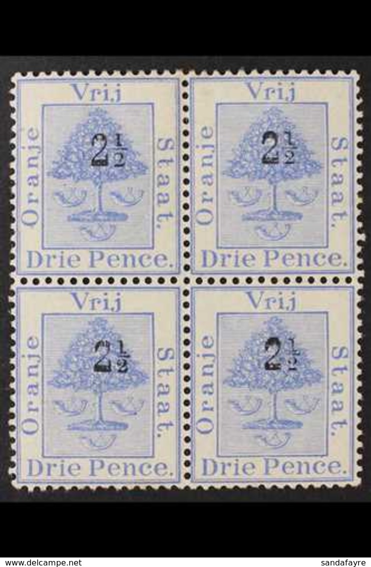 ORANGE FREE STATE 1897 2½d On 3d Ultramarine Surcharge, SG 83, Fine Mint BLOCK Of 4 With The Upper Left Stamp With ROMAN - Unclassified