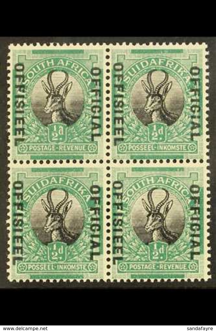 OFFICIAL VARIETY 1929-31 ½d Block Of 4, Upper Pair With Broken "I" In "OFFICIAL" And Lower Pair With Missing Fraction Ba - Unclassified