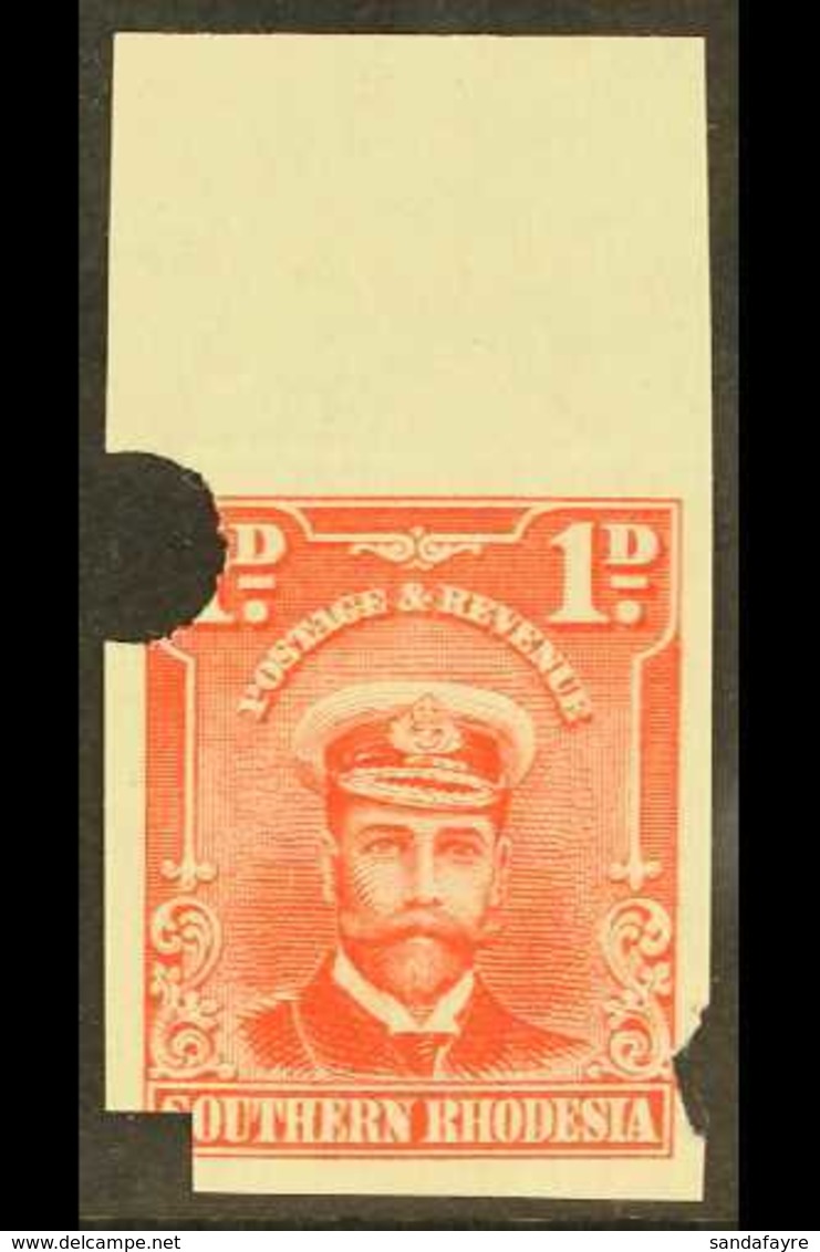 1924/9 1d Bright Rose, As SG 2, Admiral Imperf Punched Proof Of Complete Design From The Waterlow Archives. For More Ima - Southern Rhodesia (...-1964)