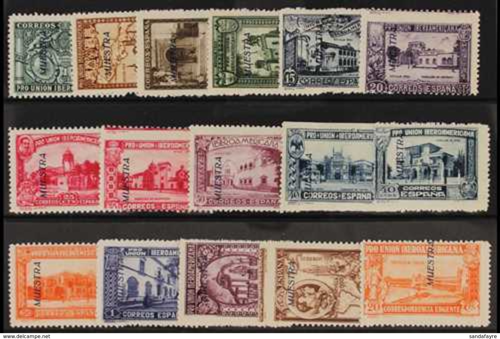 1930 Exhibition Postage Set With "MUESTRA" Overprints, Edifil 566M/582M, Fine Mint With Some Minor Imperfections As Usua - Other & Unclassified