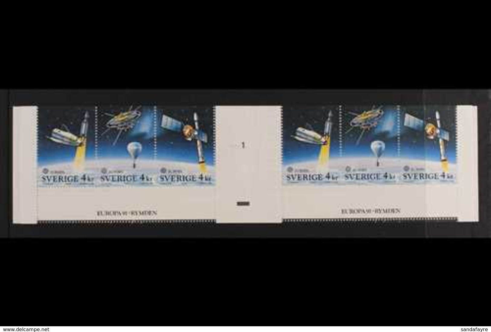 1991 EUROPA "Europe In Space" Booklet (SG SB437, Mi MH 159, Facit H414), Miscut So That A Strip Of The Top Of The Stamps - Other & Unclassified