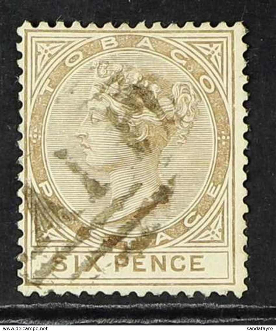 1882 6d Stone, Wmk CA, SG 19, Very Fine Used With Neat A14 Cancel. Senf Bros Guarantee Mark. Scarce. For More Images, Pl - Trinidad & Tobago (...-1961)