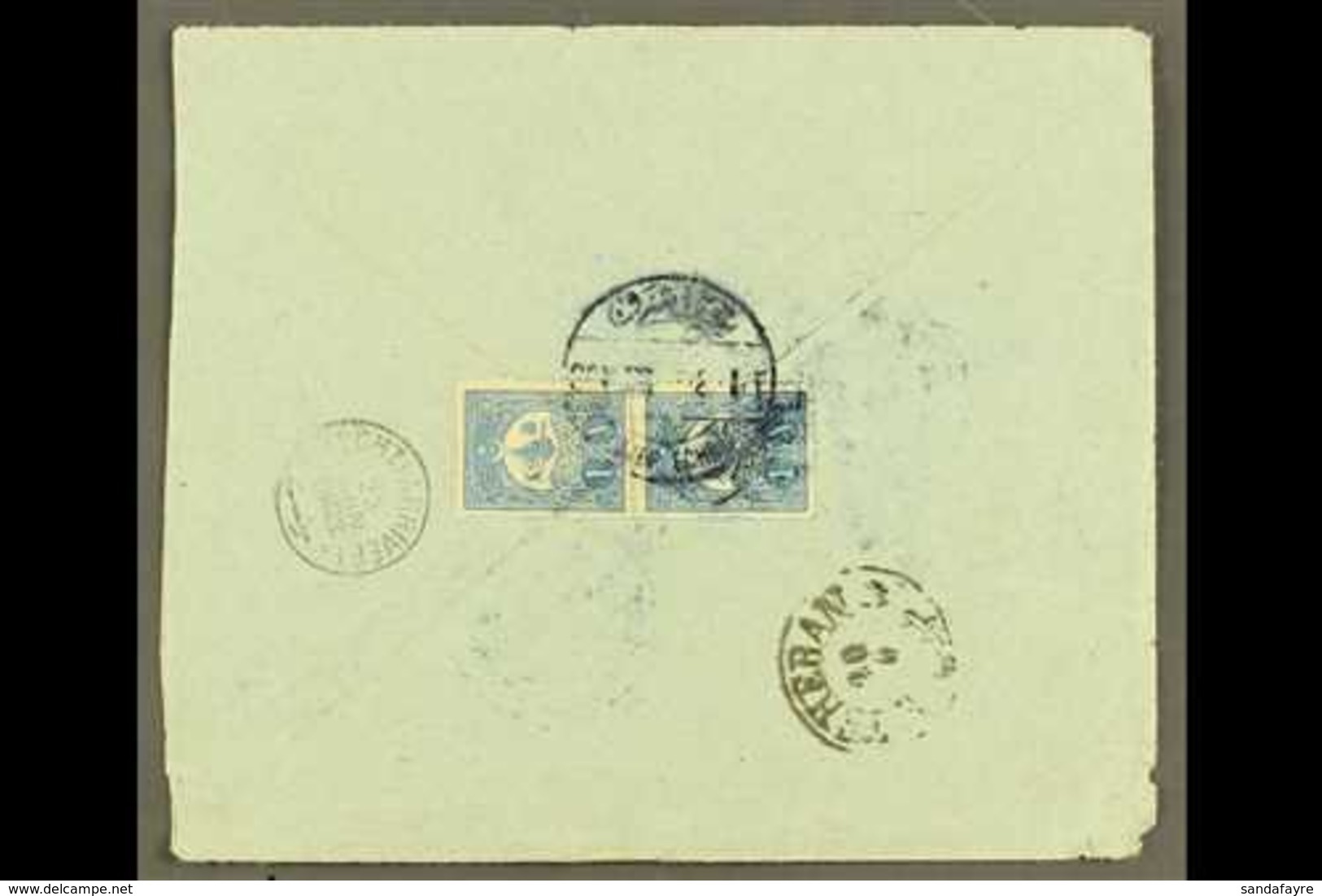 USED IN IRAQ 1908 Cover Addressed In Arabic To Persia, Bearing On Reverse 1908 1pi Pair Tied By Bilingual "NEDJEF ECHREF - Other & Unclassified