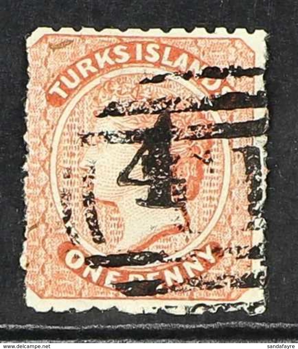 1881 "4" On 1d Dull Red, Local Surcharge, SG 48, Very Fine Used. Scarce Stamp. For More Images, Please Visit Http://www. - Turks & Caicos