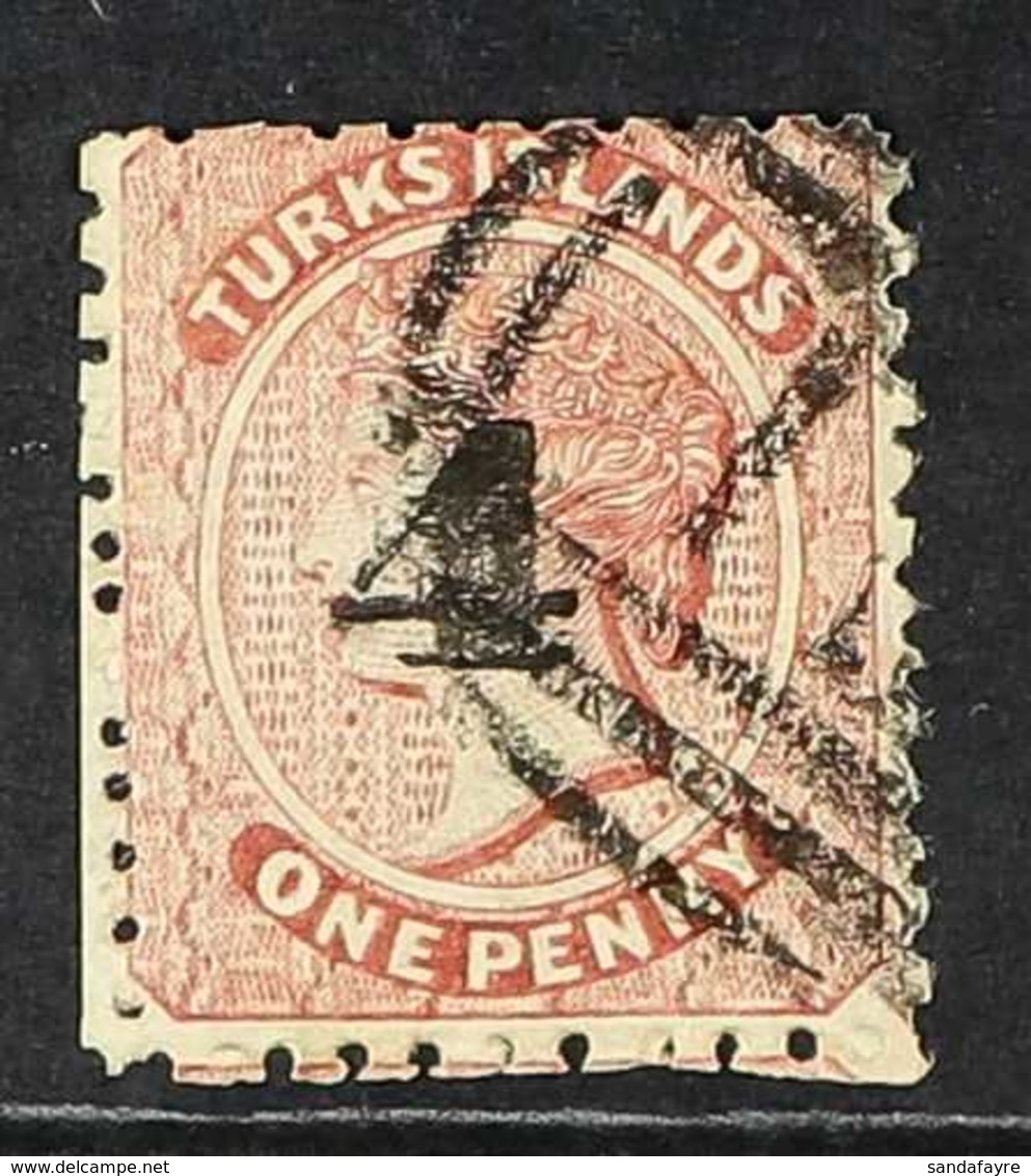1881 "4" On 1d Dull Red, (small Flat Topped Figure) Local Surcharge, SG 47, Very Fine Used. For More Images, Please Visi - Turks And Caicos