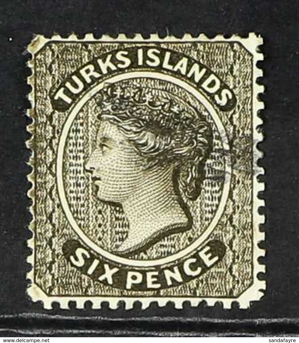 1881 6d Olive Black, Wmk CC, SG 51, Fine Used. For More Images, Please Visit Http://www.sandafayre.com/itemdetails.aspx? - Turks And Caicos