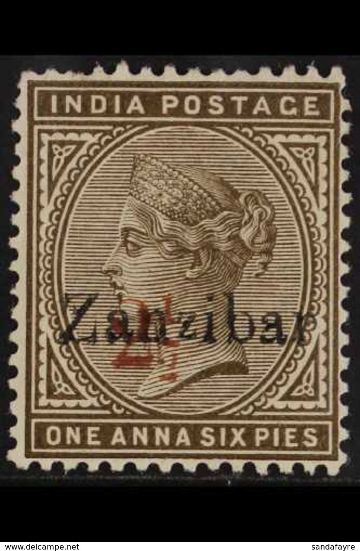 1895-8 "2½" On 1a 6p Sepia, SG 35, Mint. For More Images, Please Visit Http://www.sandafayre.com/itemdetails.aspx?s=6528 - Zanzibar (...-1963)