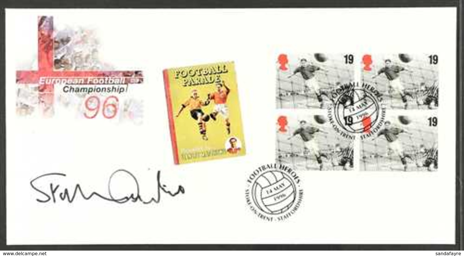 1996 European Football Championship Booklet Pane On Illustrated Unaddressed First Day Cover Signed By The Legendary SIR  - Other & Unclassified