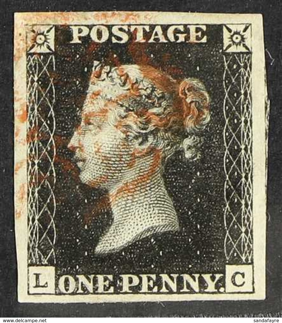 1840 1d Black 'LC' Plate 5, SG 2, Superb Used With 4 Very Large Margins & Red MC Cancellation. Exceptional. For More Ima - Unclassified