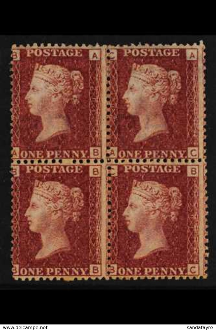 1864-79 1d Red Plate 201, BLOCK OF FOUR (letters AB To BC), SG 44, Fine Mint, Lower Pair Never Hinged, Couple Of Split P - Other & Unclassified