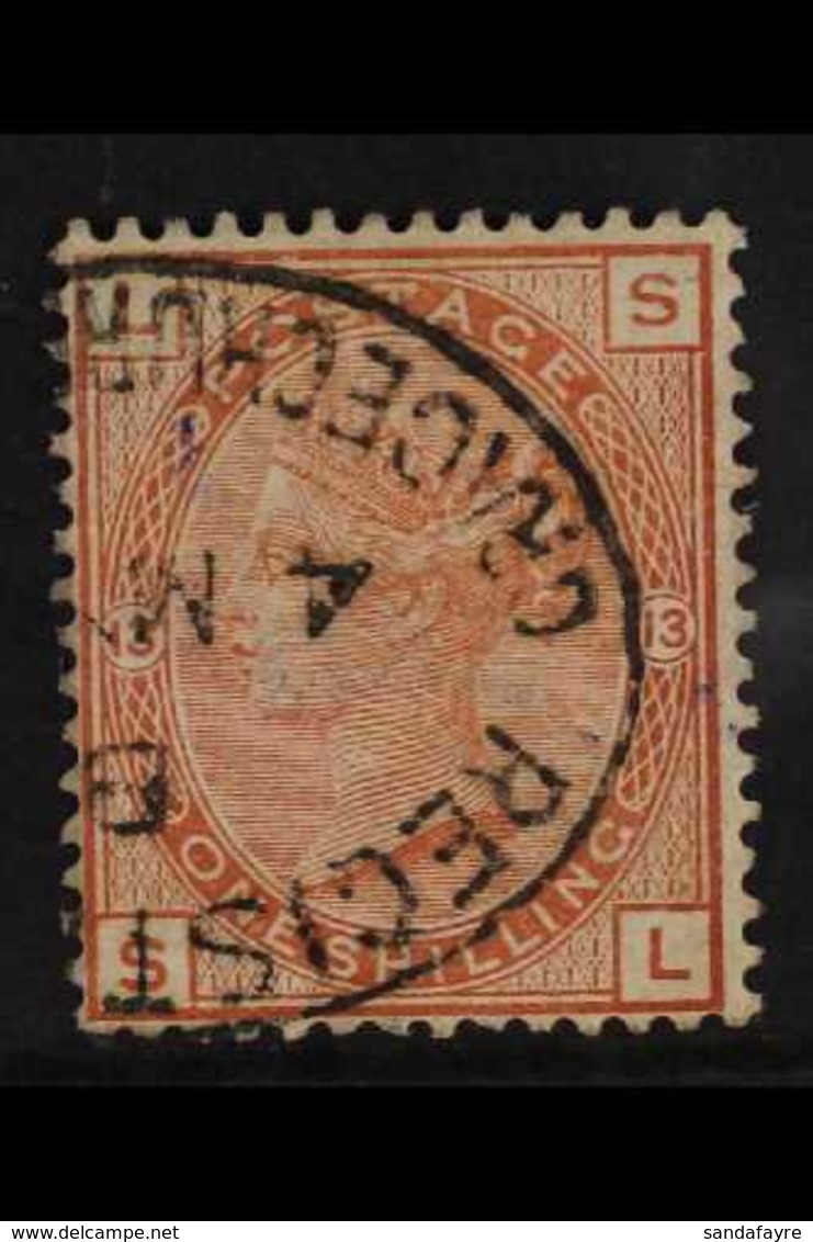 1880-83 1s Orange-brown Plate 13, SG 163, Fine Used With Part Oval Registered Date Stamp. For More Images, Please Visit  - Other & Unclassified