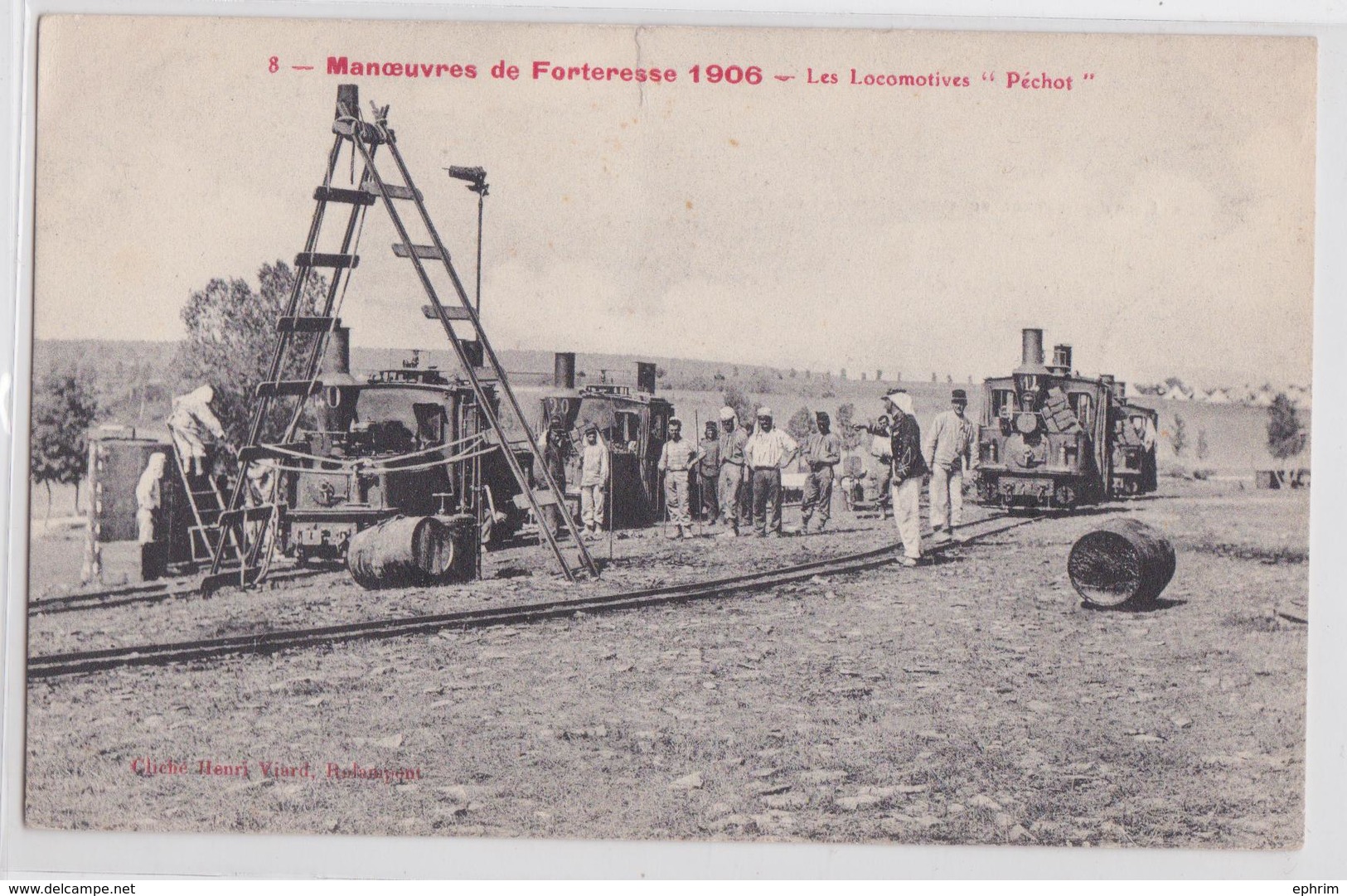 Manoeuvres De Forteresse 1906 - Les Locomotives "Péchot" Train Locomotive Militaire - Treni