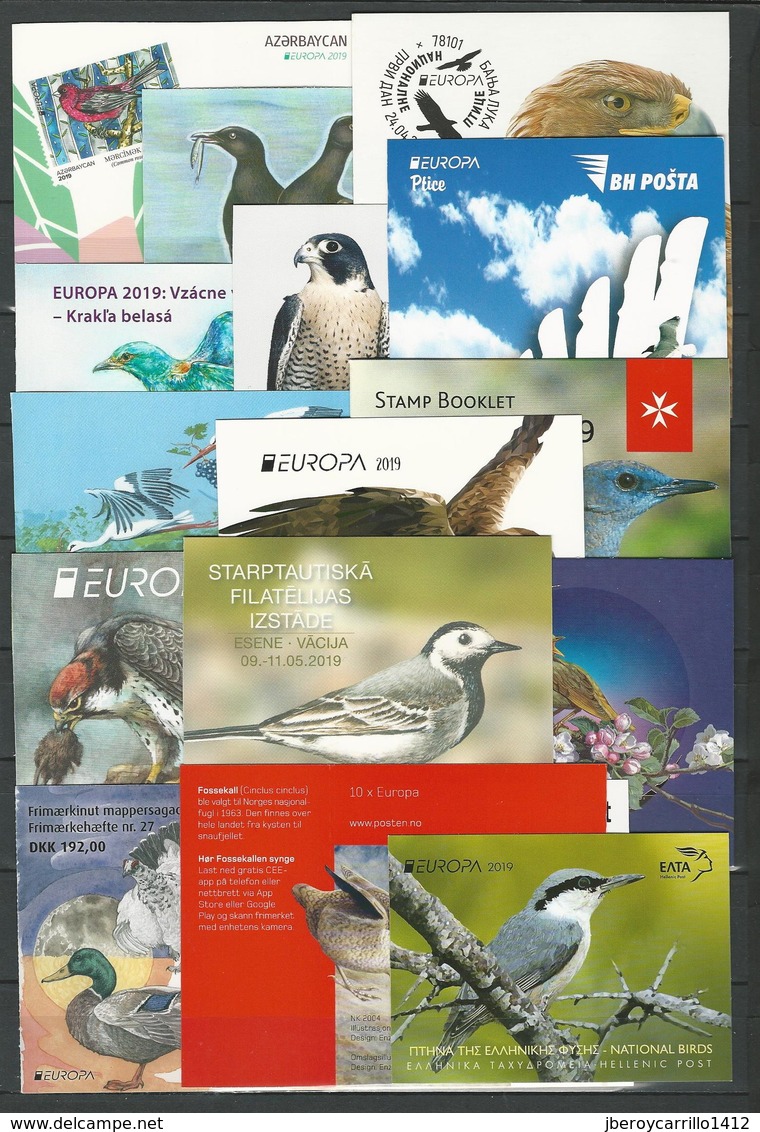 EUROPA 2019 - OISEAUX NATIONAUX- "AVES - BIRDS - VÖGEL - OISEAUX"-  COLLECTION De 15 CARNETS - OFFICIELS EMIS - Sammlungen