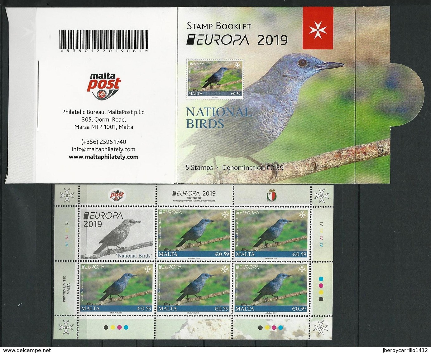 EUROPA 2019 - OISEAUX NATIONAUX- "AVES - BIRDS - VÖGEL - OISEAUX"-  COLLECTION de 15 CARNETS - OFFICIELS EMIS