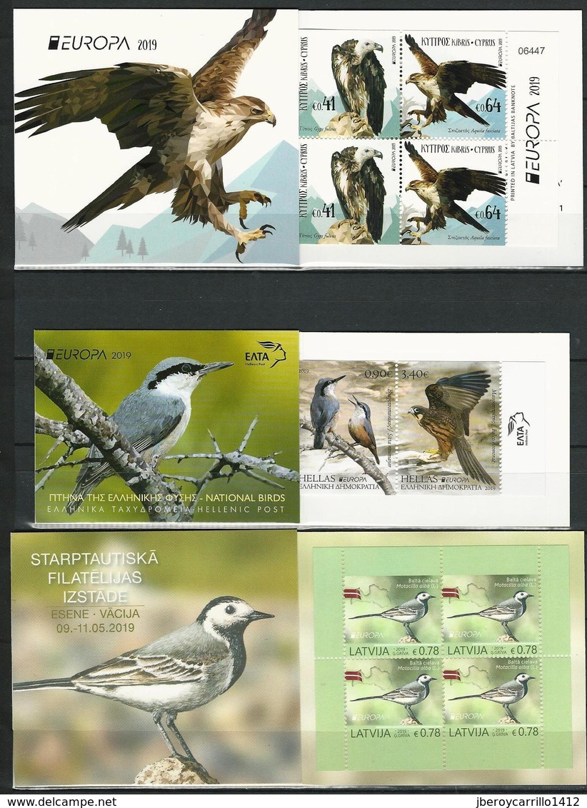 EUROPA 2019 - NATIONAL  BIRDS - "AVES - BIRDS - VÖGEL - OISEAUX"-  COLLECTION Of 15 BOOKLETS - OFFICIAL ISSUED - Sammlungen