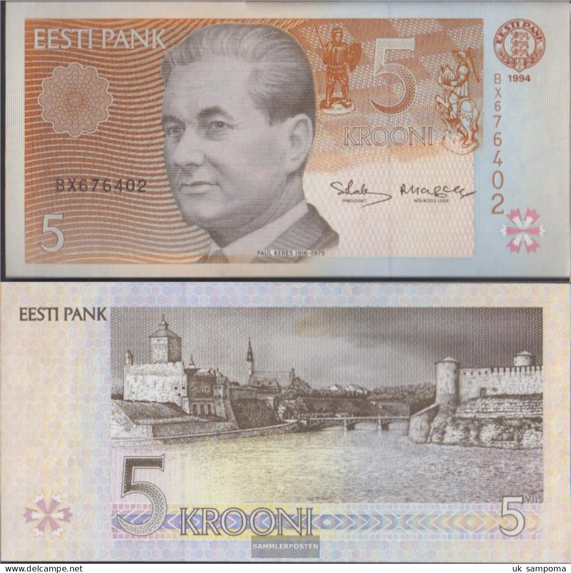 Estonia Pick-number: 76a Uncirculated 1994 5 Krooni - Estonia