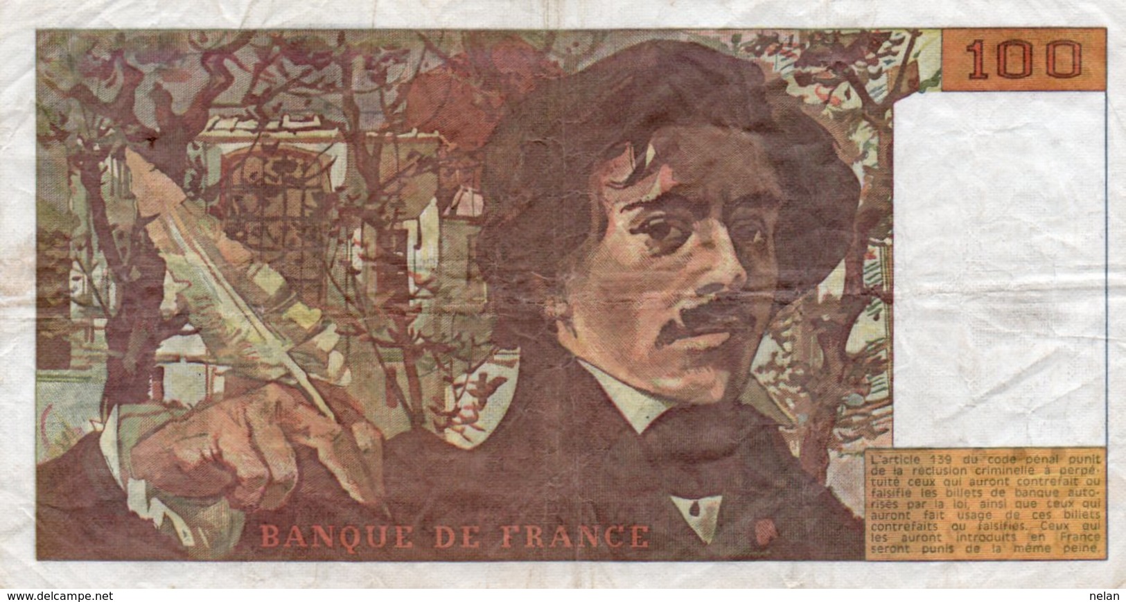 FRANCE 100 FRANCS 1990 P-154  VF+ - 100 F 1978-1995 ''Delacroix''